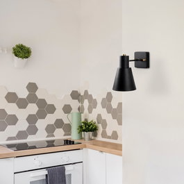 Opviq Lámpara de Pared Negra y Oro con Tapa de Cristal